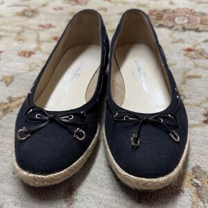 Salvatore Ferragamo Lilliers style Black Canvas Espadrille Flats